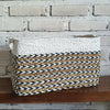 Set of 3 Rectangle White & Nat Basket with Arrow Motif (W)