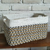 Set of 3 Rectangle White & Nat Basket with Arrow Motif (W)