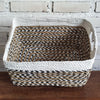 Set of 3 Rectangle White & Nat Basket with Arrow Motif (W)