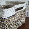 Set of 3 Rectangle White & Nat Basket with Arrow Motif (W)