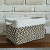 Set of 3 Rectangle White & Nat Basket with Arrow Motif (W)