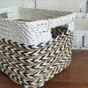 Set of 3 Rectangle White & Nat Basket with Arrow Motif (W)