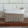 Set of 3 Rectangle White & Nat Basket with Arrow Motif (W)