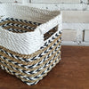 Set of 3 Rectangle White & Nat Basket with Arrow Motif (W)