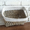 Set of 3 Rectangle White & Nat Basket with Arrow Motif (W)