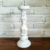 Carved Pillar Wooden Candle Holder06 (Small Set 3)