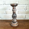 Carved Pillar Wooden Candle Holder06 (Small Set 3)