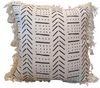 Black Arrow Pattern Cushion With Natural Fringe