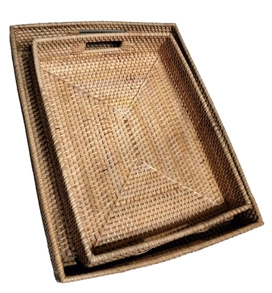 Rattan Tray Set 2 (W)