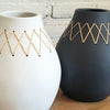 Minimalist Vase With Handwoven Rattan Cross Pattern