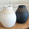 Minimalist Vase With Handwoven Rattan Cross Pattern