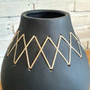 Minimalist Vase With Handwoven Rattan Cross Pattern