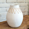 Minimalist Vase With Handwoven Rattan Cross Pattern