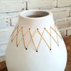 Minimalist Vase With Handwoven Rattan Cross Pattern