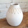 Minimalist Vase With Handwoven Rattan Cross Pattern