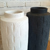 Tall Cylindrical Pottery Vase in Black & White