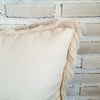 Natural Plain Cushion With Fringe