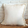 Natural Plain Cushion With Fringe