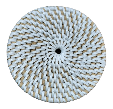 Rattan Mix Strapping Band Coaster With Shell