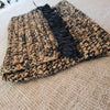 Black & Brown Woven Straw Grass Fold Clutch With Fringe - Canggu & Co