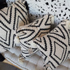 Black Diamond Motif Raw Cotton Cushions With Beaded Tassels - Canggu & Co