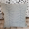 Blue Arrow Stitch Motif Raw Cotton Cushion - Canggu & Co