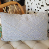 White Diamond Stitches Motif Raw Cotton Cushion - Canggu & Co