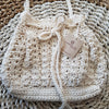 Small Natural Woven White Macrame Bag With Cinch - Canggu & Co