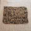 Black & Brown Woven Straw Grass Fold Clutch With Fringe - Canggu & Co