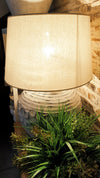 Large Whitewash Frangipani Pottery Table Lamp - Canggu & Co