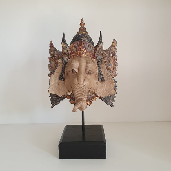 Carved Wooden Antique Ganesha Head - Canggu & Co