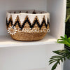 Mac Round Banana Leaf Basket With Tribal Pattern Zig-Zag