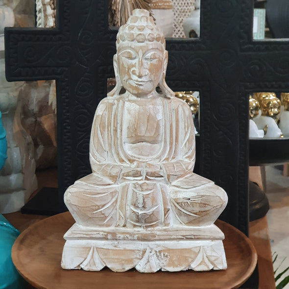 Antique Wooden Sitting Buddha