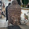 Large Carved Antique Buddha Head With Stand