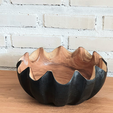 Black Wooden Clam Shell Bowl