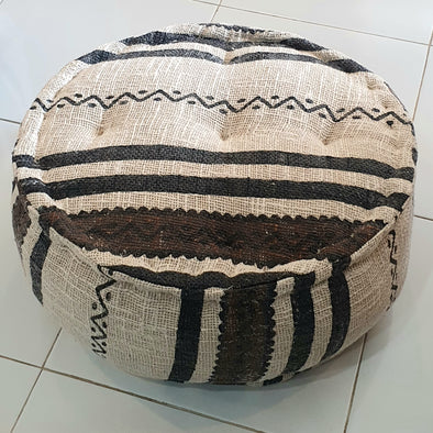 Tribal Pattern Pouff With Tassels (Round)