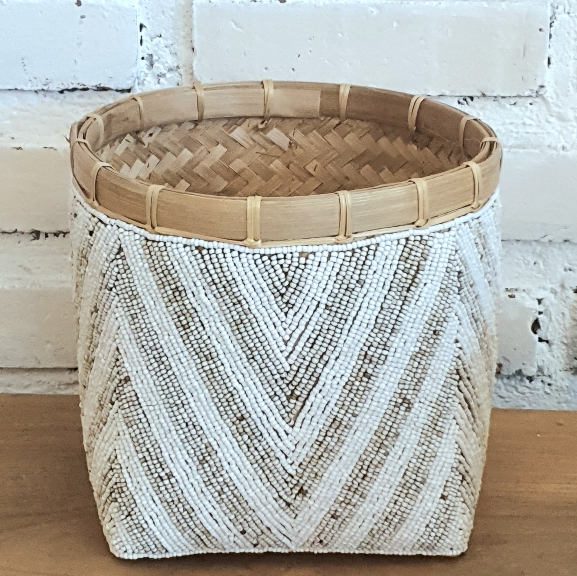 White & Natural Bamboo Beaded Box Set – Canggu & Co