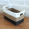 Set of 3 Rectangle Black & Nat White Basket (W)