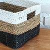 Set of 3 Rectangle Black & Nat White Basket (W)