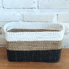 Set of 3 Rectangle Black & Nat White Basket (W)