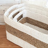 Set of 3 Rectangle White & Nat Basket (W)