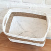 Set of 3 Rectangle White & Nat Basket (W)