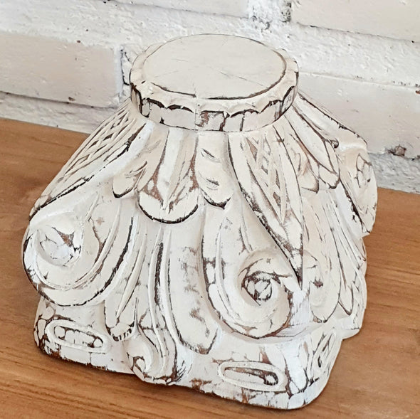 Whitewash Wooden Candle Holder