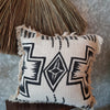 Black And White Aztec Motif Raw Cotton Cushion - Canggu & Co