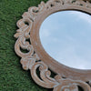 Round Ornate Carved Wooden Wall Mirror - Canggu & Co