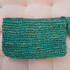 Multi-Color Woven Straw Grass Zippered Clutch With Tassel - Canggu & Co