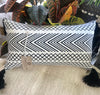 Black & White Boho Motif Cushions With Black Tassels - Canggu & Co