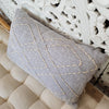 White Diamond Stitches Motif Raw Cotton Cushion - Canggu & Co