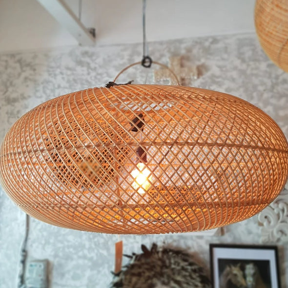 Woven Rattan Ellipse Shaped Ceiling Lamp Shades - Canggu & Co