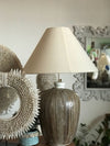 Natural Palm Leaf Pottery Table Lamp - Canggu & Co